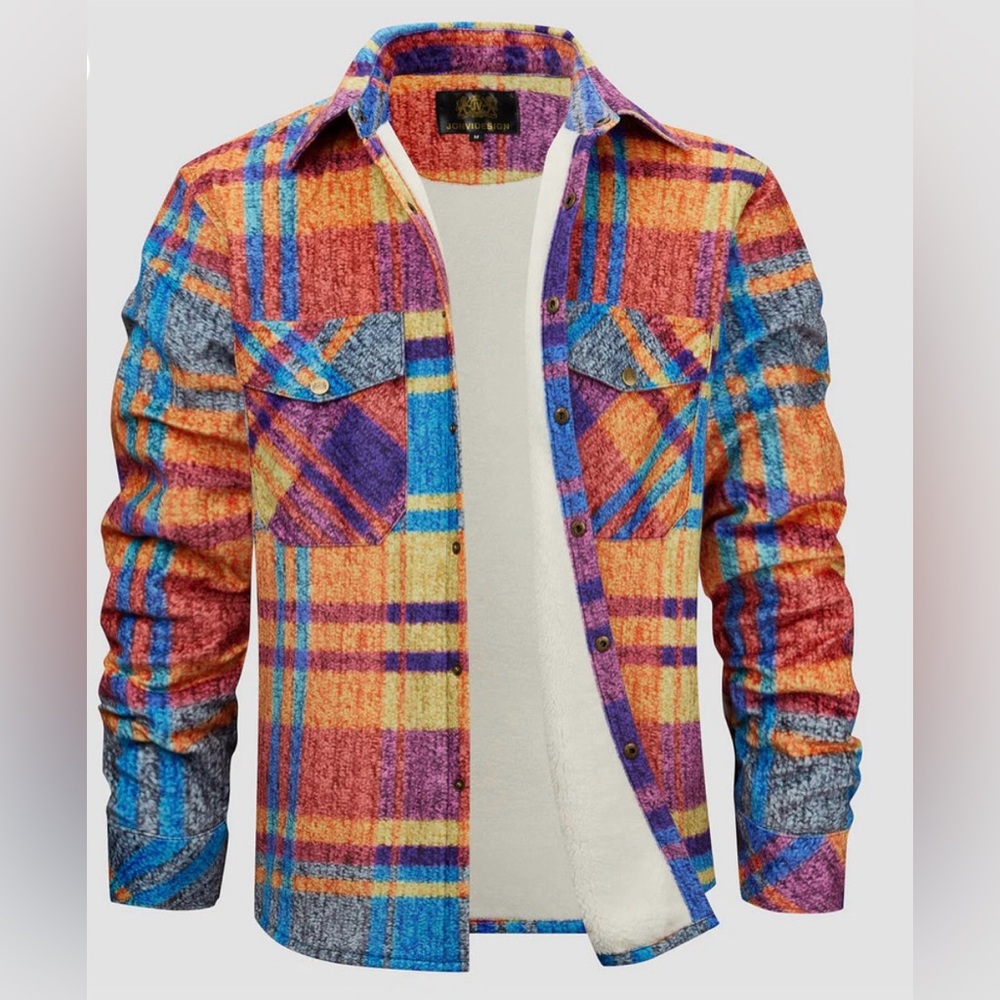 JonviDesign Vintage MultiColor Plaid Button/Snap Jacket - Picture 1 of 13